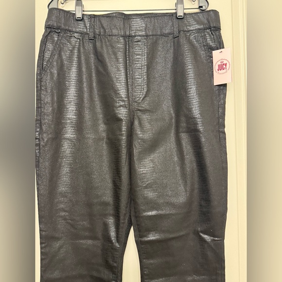 NWT Juicy Couture Shimmer Faux Snakeskin Pants | Black | Plus Size 18 - Picture 7 of 16